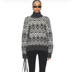 Varley Ida Relaxed Fairisle Rollneck Sweater in Charcoal